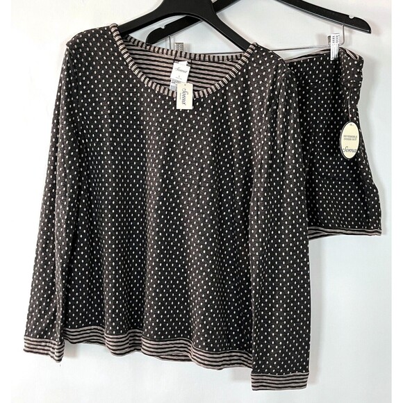 Soma Reversible Double Knit Pajamas‎ Large 2 in 1 Shorts Long Sleeve Pink Gray - Picture 1 of 16